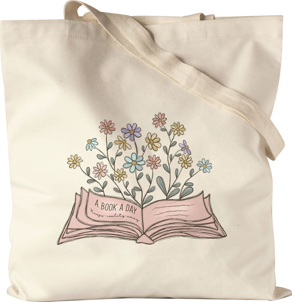 A book a day keeps reality away Jutebeutel Leseratte Bücherwurm Geschenkidee Buch Fan