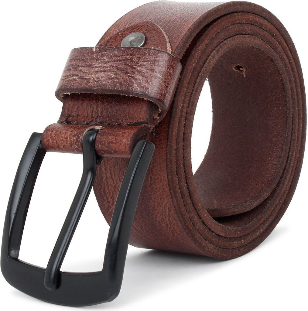 Echt Leder Gürtel 4cm Herren Damen Ledergürtel für Jeans, Anzug Schwarz Kürzbar