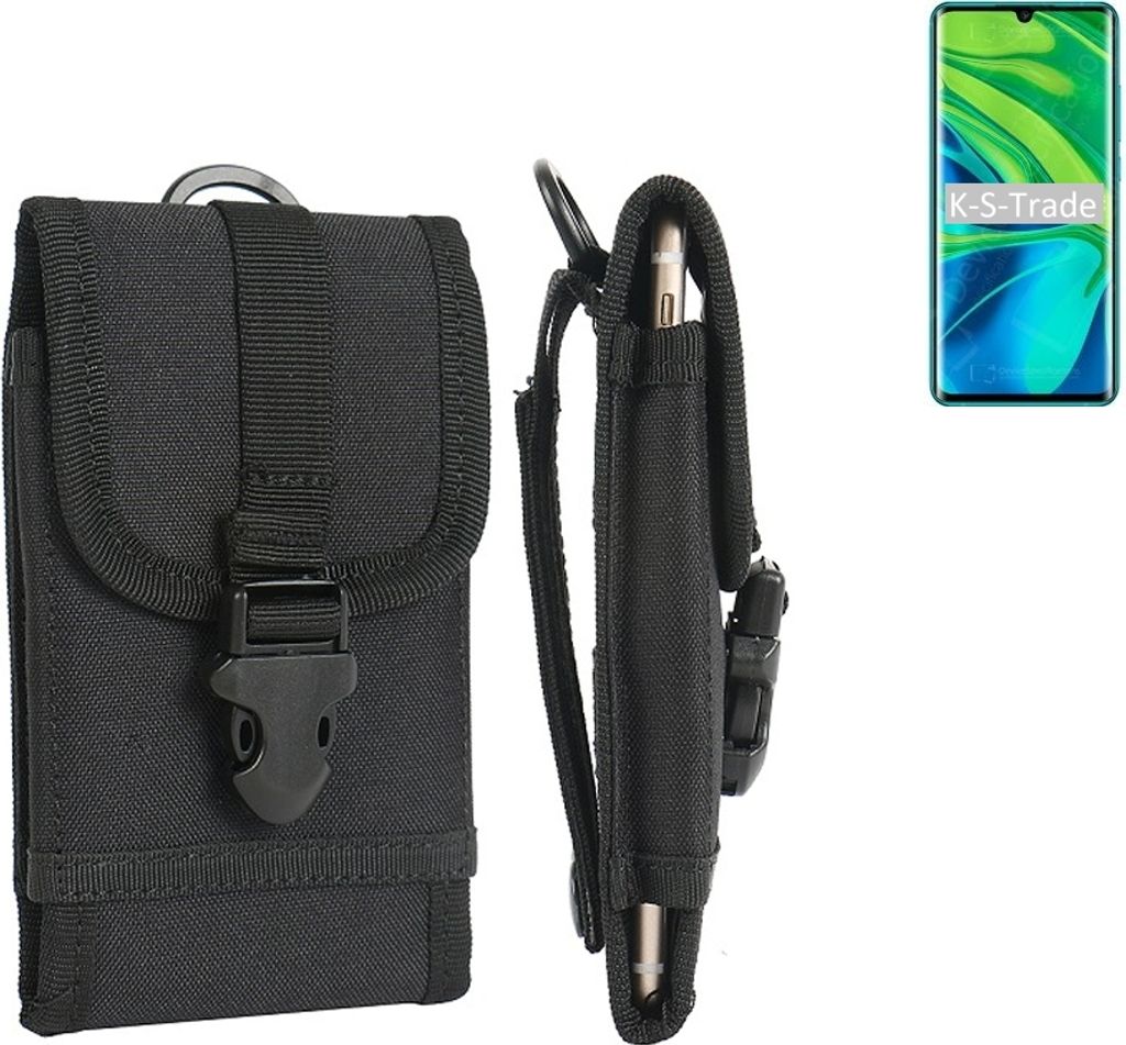 K-S-Trade Holster Handy Hülle kompatibel mit Xiaomi Mi Note 10 Holster Handytasche Gürtel Tasche Schutz Hülle Robust Outdoor schwarz