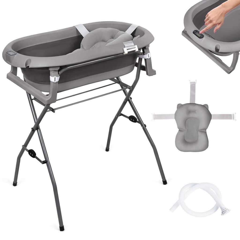 Baignoire pour bébé moovkee avec support, 80 cm, gris Image du produit 