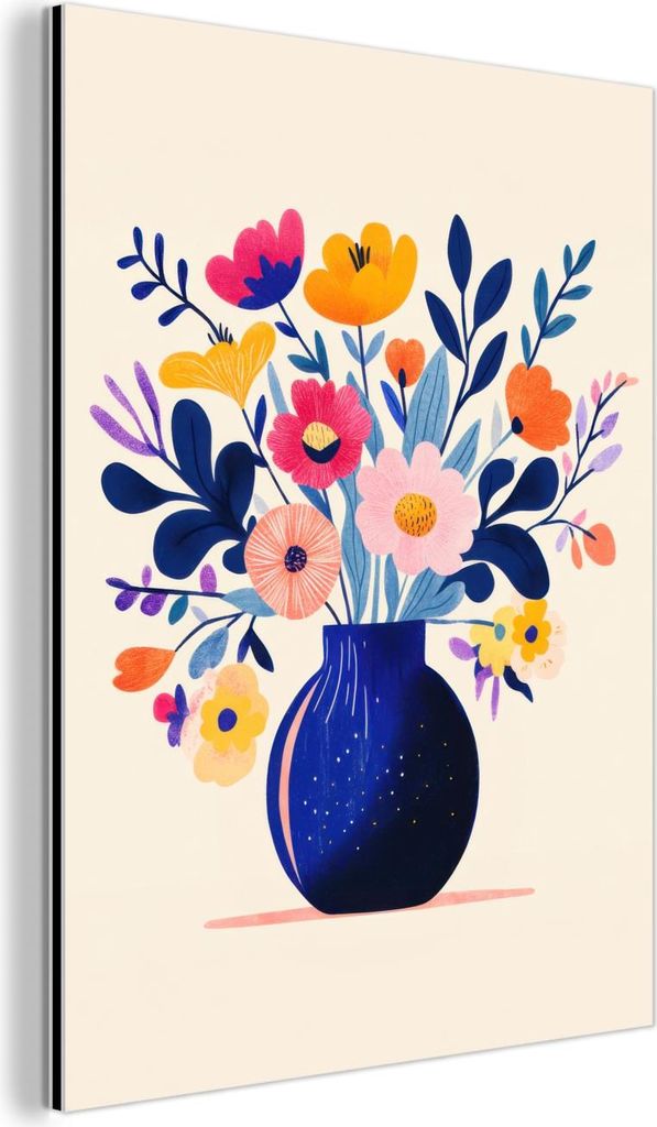 MuchoWow Wanddekoration Metall Metallbild Wandkunst 30x40 cm Vase - Blumen - Blumenstrauß MuchoWow Aluminium Gemälde - Bilder