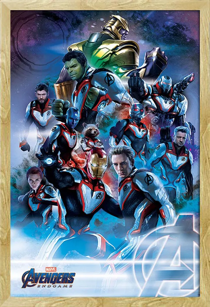 Poster Marvel Avengers Endgame Quantum Realm avec Cadre Amovible Hêtre