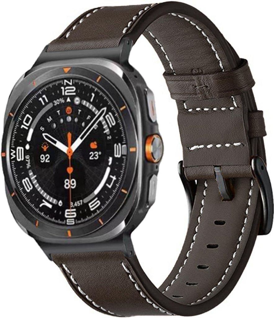 Stravo Lederarmband – Passend für Samsung Galaxy Watch Ultra / Ultra 2025 – Uhrenarmband aus echtem Leder – Kaffeebraun