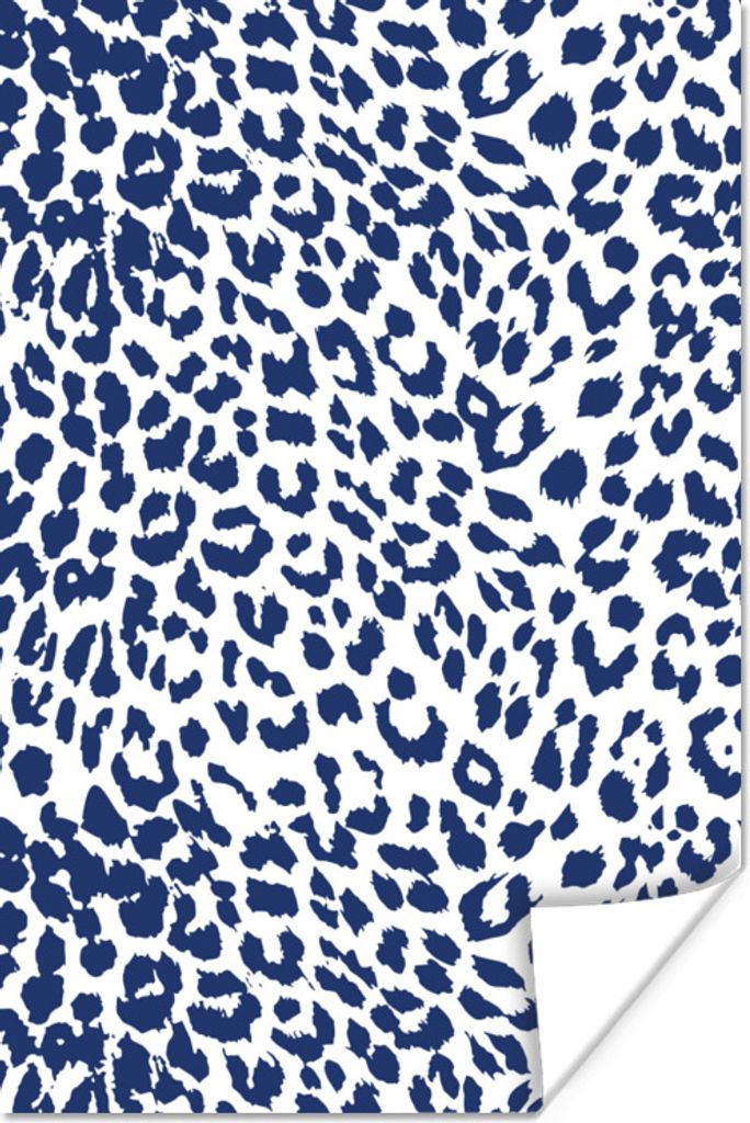MuchoWow Poster Pantherdruck - Blau - Weiß 40x60 cm - Plakate für die Wand - Poster Babyzimmer