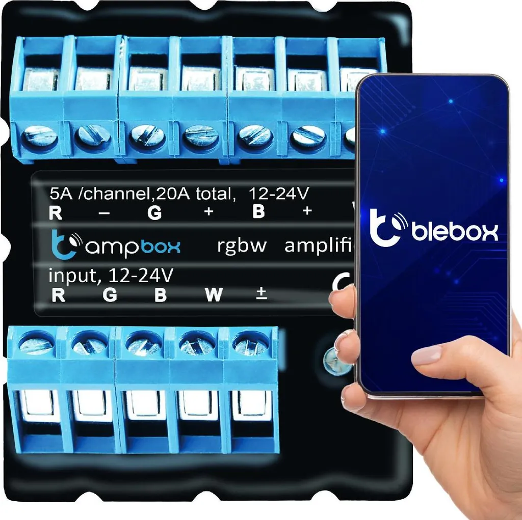 Amplificateur LED ampBox BleBox 480W évite les chutes de tension 24V