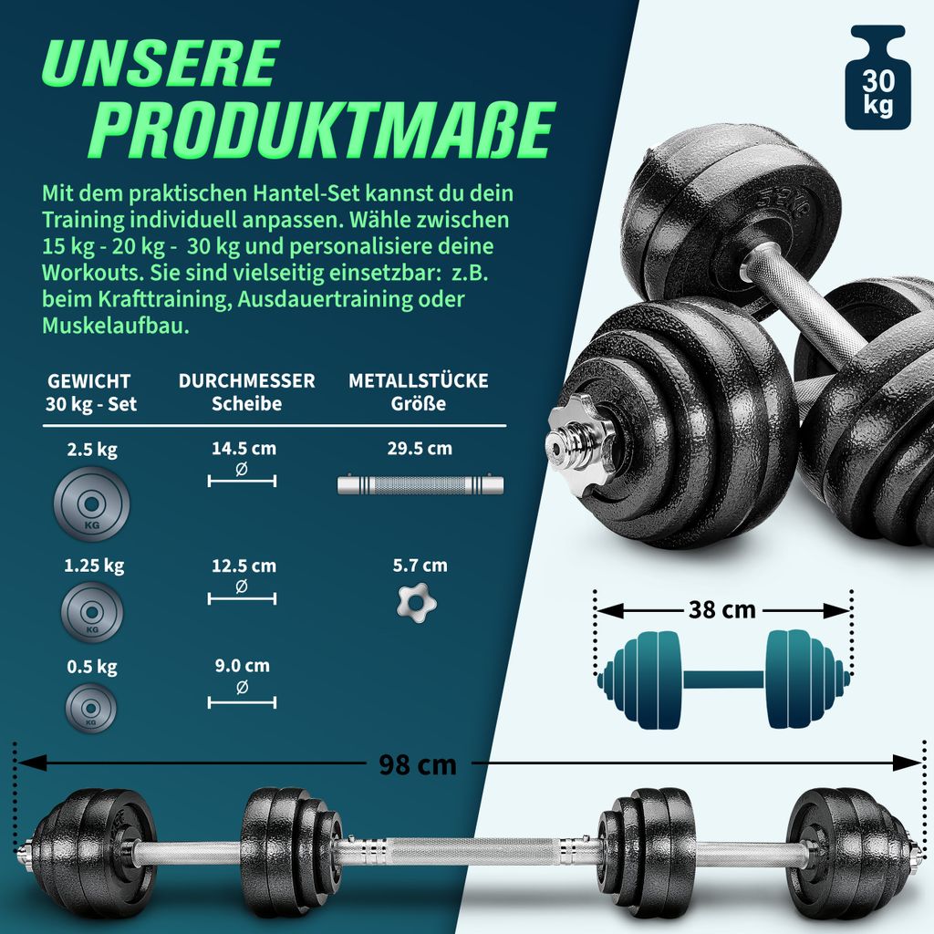 RE:SPORT® Sada litinových činek 30 kg činky Sada činek Obrázek produktu 4