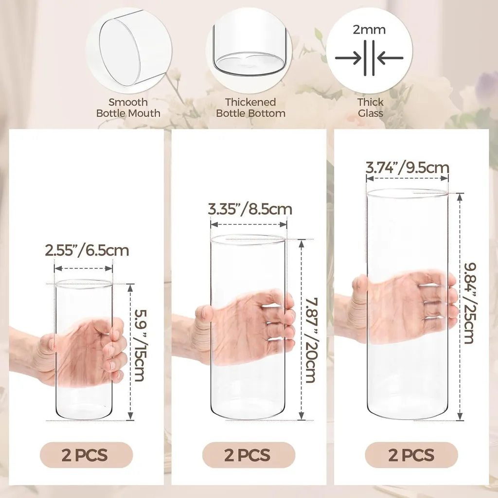 Petit vase en verre set de 6 : Solution déco pour centres de table chic - 2