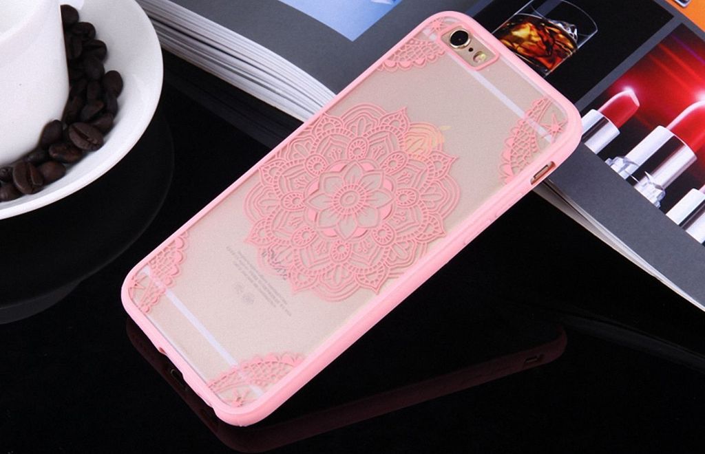 Handy Hülle Mandala für Apple iPhone 6s Plus Design Case Schutzhülle Motiv Indianische Spitze Cover Tasche Bumper Rosa