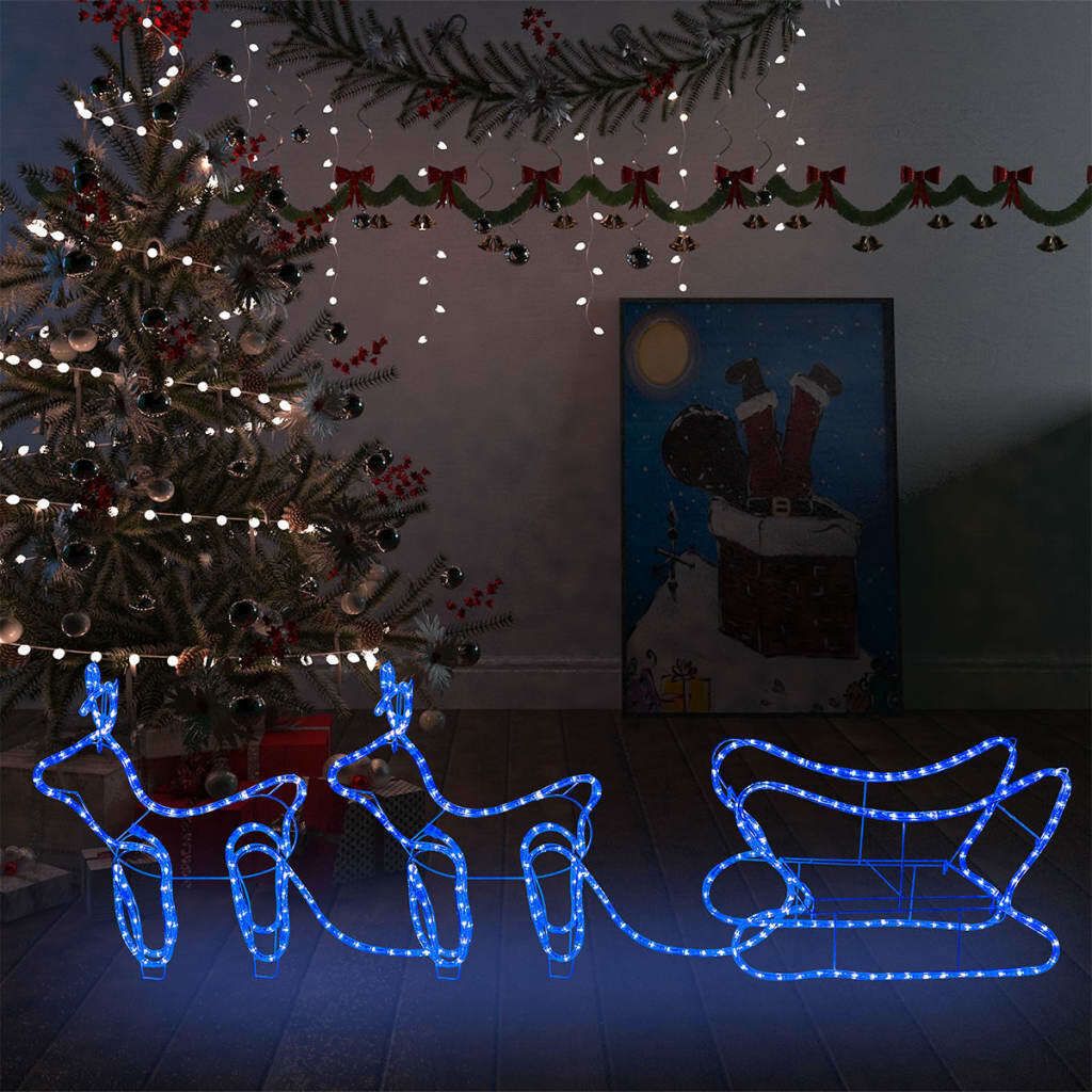 The Living Store Weihnachtsdekoration Rentiere und Schlitten Outdoor 576 LEDs