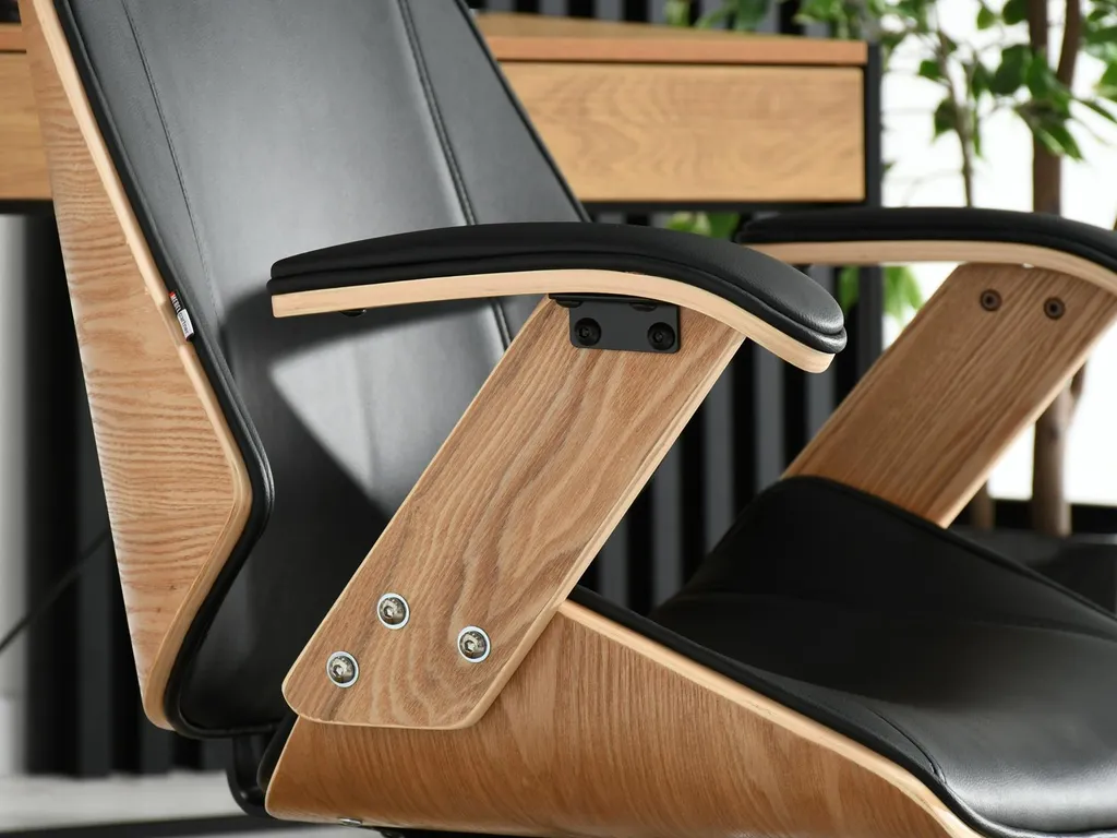 Chaise de bureau EVALISA anti mal de dos dossier chêne et assise noire