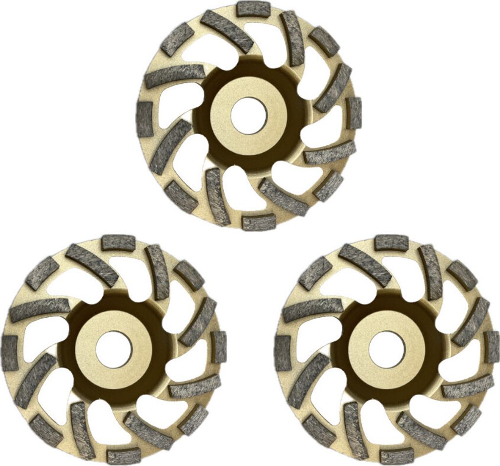 3x Trade-Shop Diamant Turbo-Segmente Schleiftopf abrasiv Ø 125mm 22,23mm Bohrung für Granit Beton Estrich Asphalt Putz Mauerwerk Naturstein Flies...