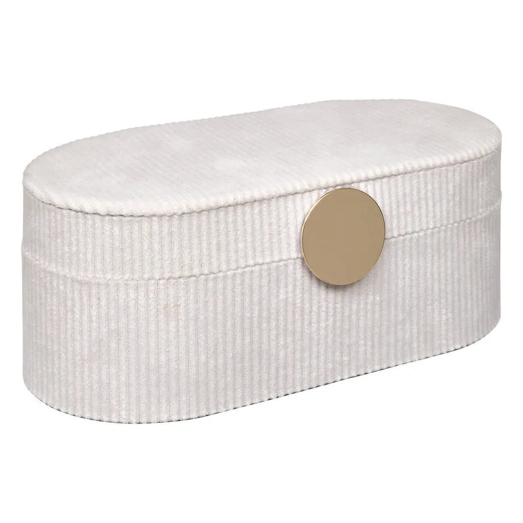 Coffret à bijoux Enya en velours beige avec miroir et compartiments 25cm