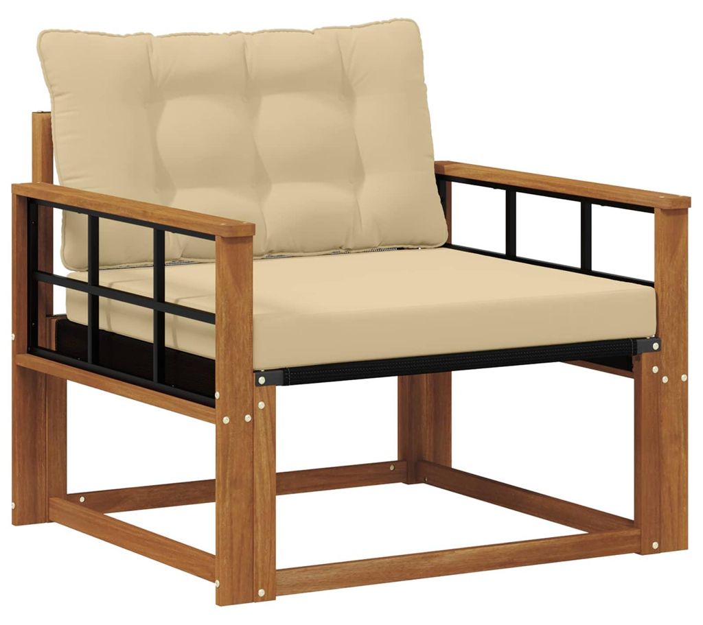 vidaXL Outdoor-Sofagarnitur Massives Akazienholz und Textilene Natur