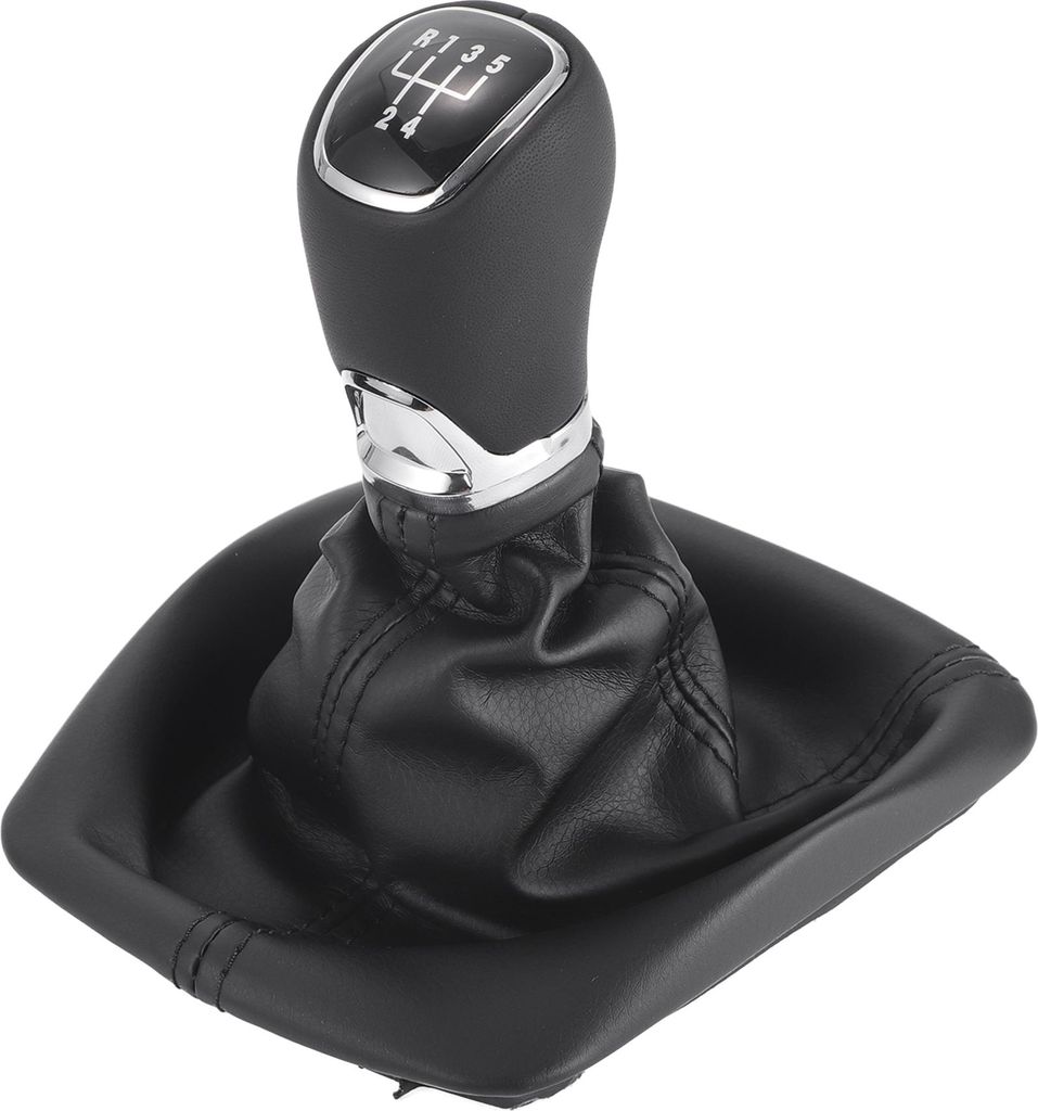 5-Gang-Schaltknauf mit Abdeckung, Getriebestick-Schaltknauf für Skoda Octavia 2004-2013 Kunststoff-Kunstleder Schwarz Chrom, 1 Stück