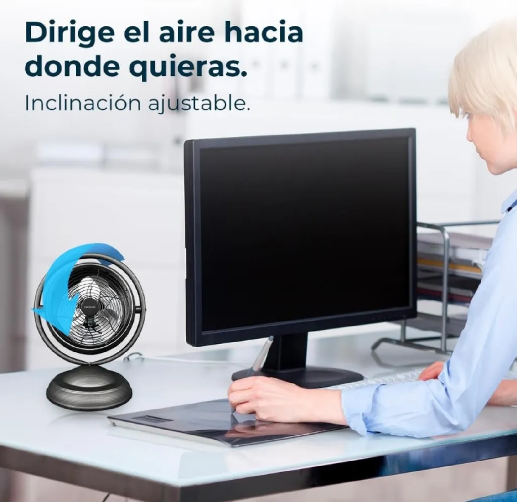 Petit ventilateur de bureau effet bois 25cm - Ventilateur compact 20W - 2