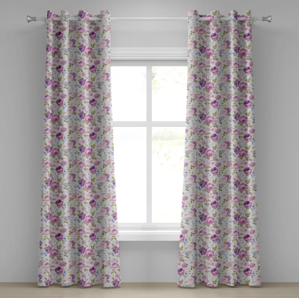 Paire de Rideaux Décoratifs à Fleurs Pastel 280 x 245 cm Multicolore