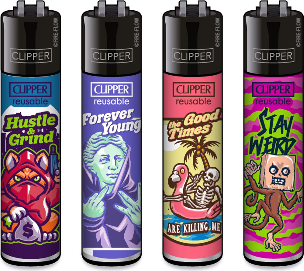 Clipper Feuerzeug 4er Set Mix Slogan #8