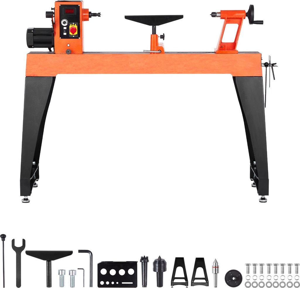 SucceBuy Drechselbank mit 2 PS, variable Drehzahl von 0 bis 3200 U/min, Werkbank 457x1020 mm, Drehmaschine für mittlere bis große Holzarbeiten