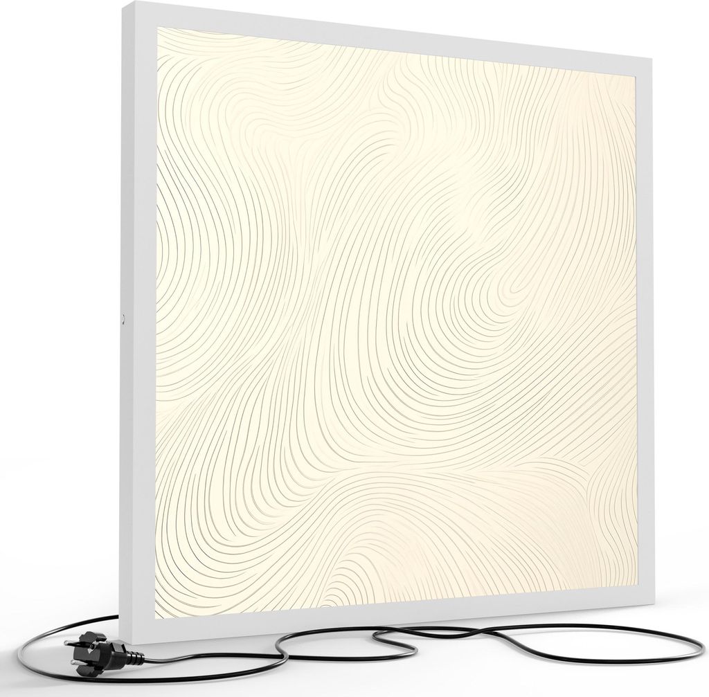 DEQORI LED-Bild & Lampe 60x60 cm Weiß 'In feinen Linien' Leuchtbild LED Wandbild Leuchte