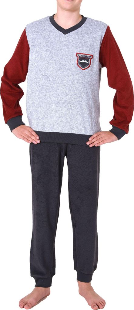 Toller Jungen Frottee Pyjama langarm Schlafanzug mit Bündchen - 212 501 13 802 ; dunkelgrau , 134
