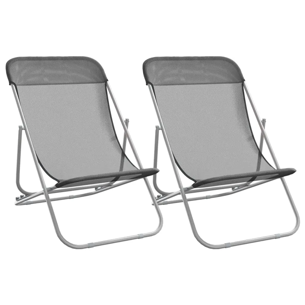 Sedie Spiaggia Acciaio e Textilene Grigio - Set 2 Pezzi Design