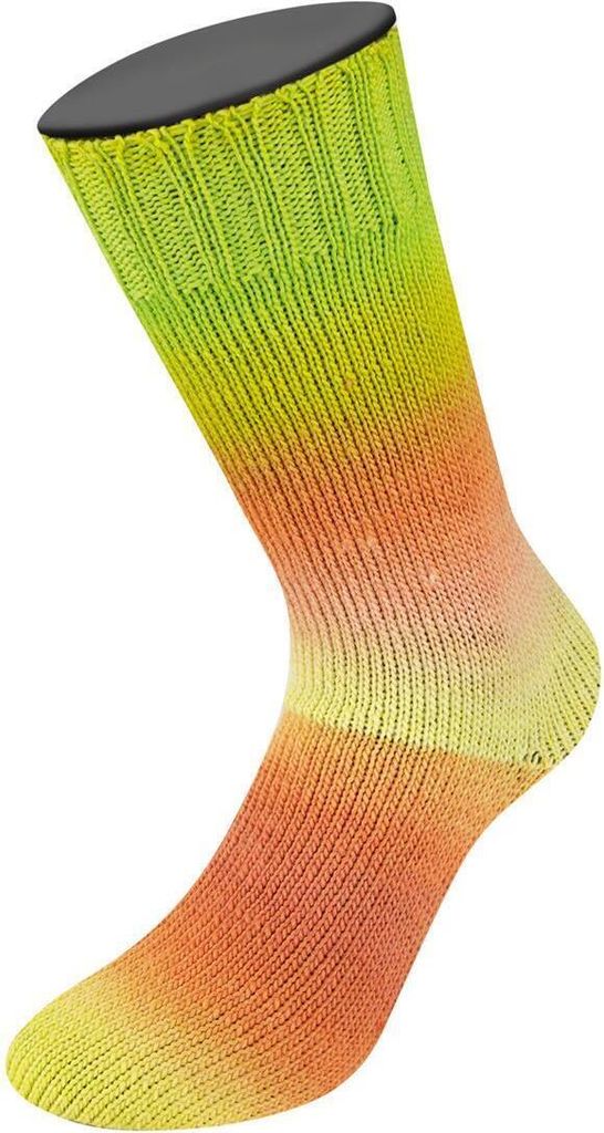 Lana Grossa - Meilenweit 100g Color Mix Soft 8061 gelbgrün lachs apricot hellgrün