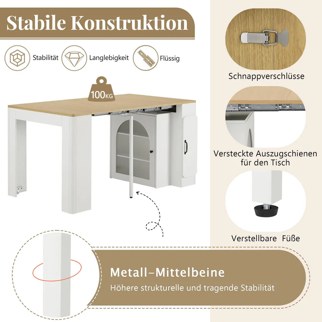 Desserte de Cuisine Extensible avec LED et Multiprise pour Petit Espace - 9