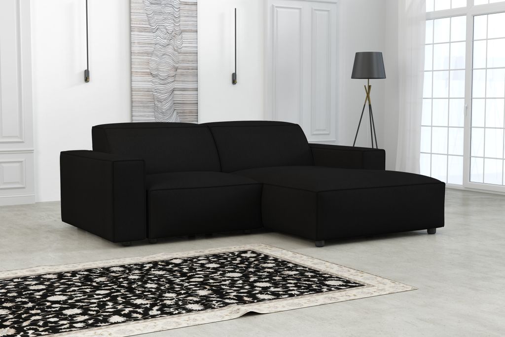 Emoebel24 Ecksofa L-form Lucas 204x166x70 cm Schwarz