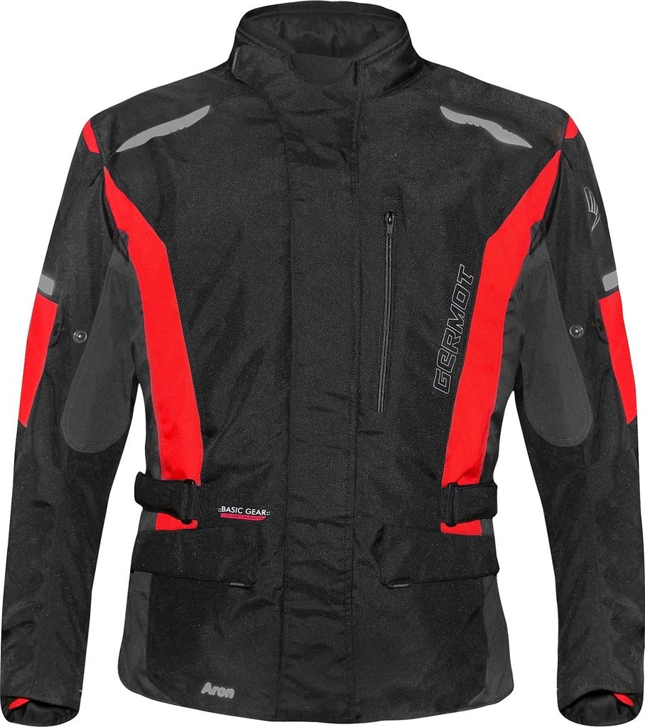 Germot Herren Motorradjacke Aron , Schwarz Rot, 3XL