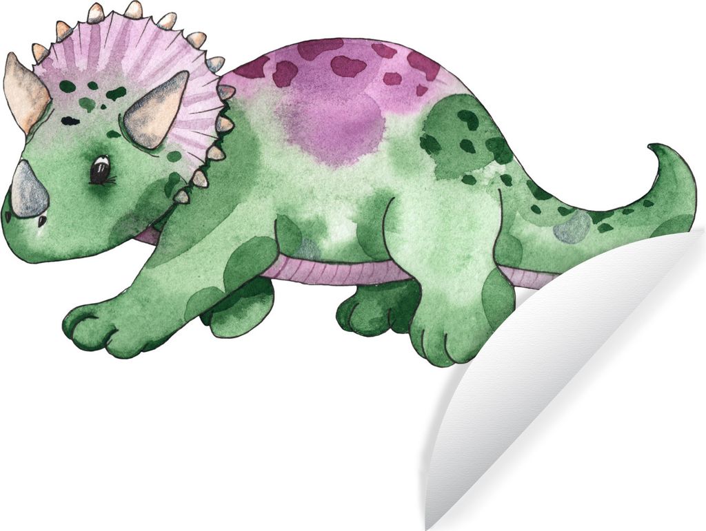 MuchoWow Runde Wandtattoo - Wandsticker Tapete Aufkleber Dinosaurier - Kinderzimmer - Grün - Jungen - Mädchen - Kinder Ø 100 cm Selbstklebend ...