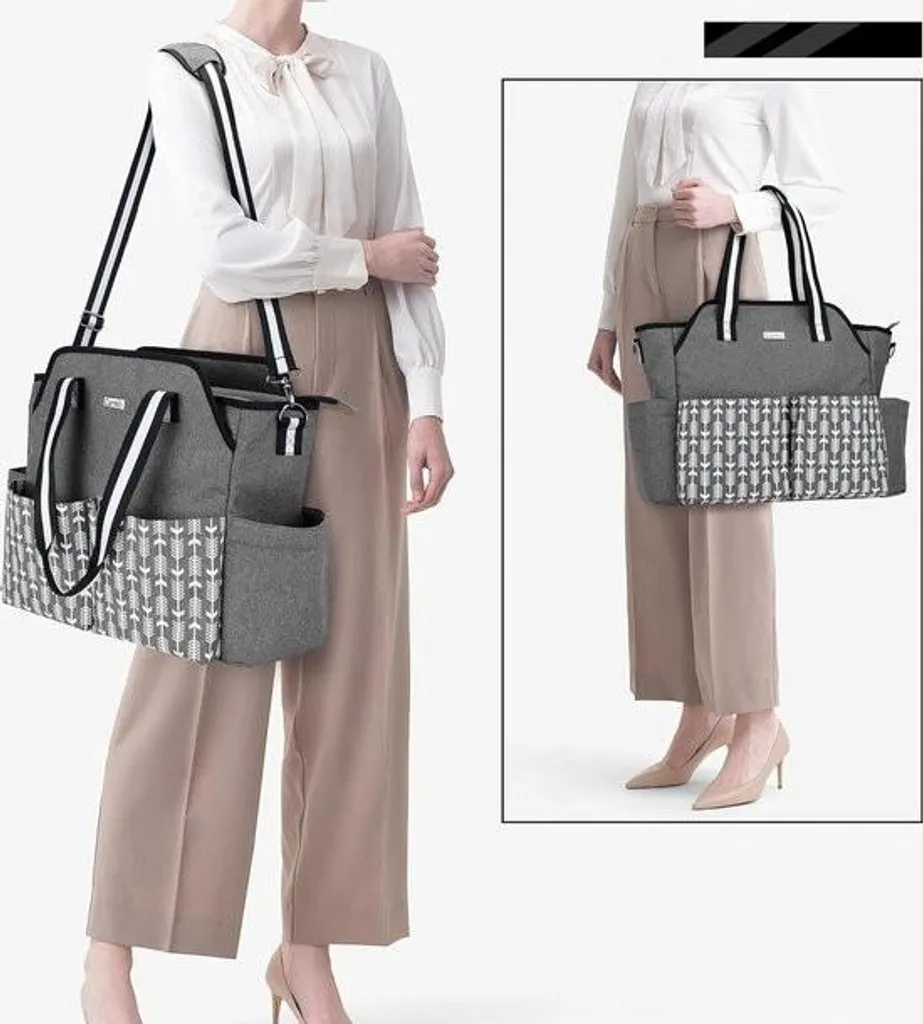 Sac pour enseignants gris avec compartiments pour ordinateur et classeurs - 5