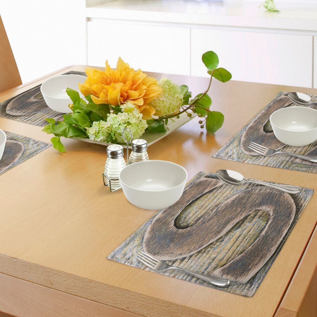 ABAKUHAUS Briefe Platzmatten, Holz-Alphabet Block S Holz Textur Bild Typografie Schreiben Handwerk Schriftart, Tiscjdeco aus Farbfesten Stoff für ...