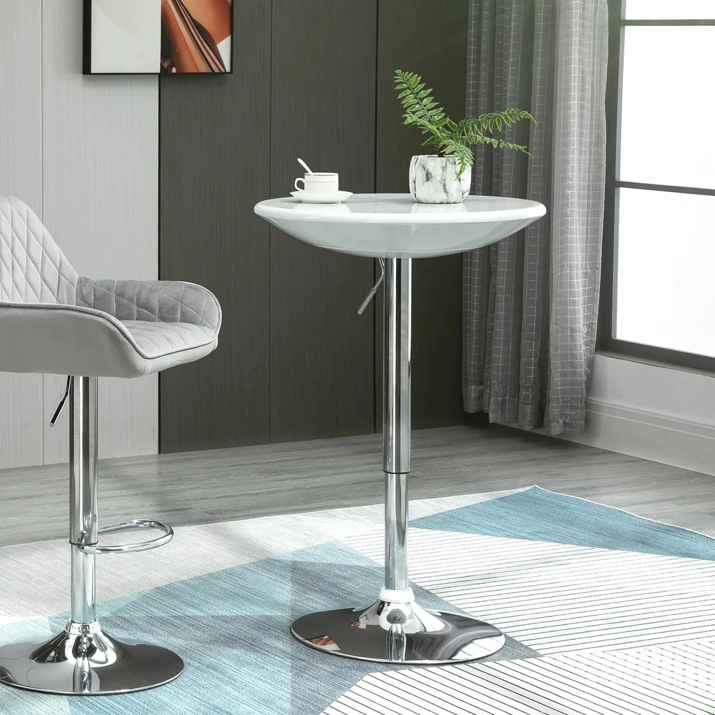 Table haute gain de place réglable - Table de bar en bois blanche