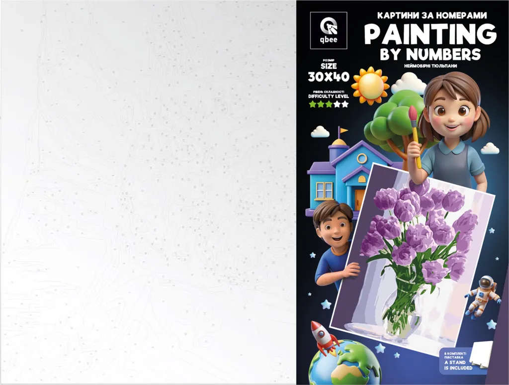 Peinture par numéros Tulipes 30x40 : Activité créative et déco murale