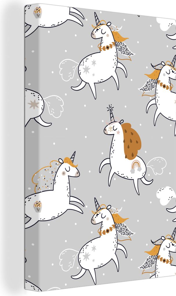 OneMillionCanvasses - Leinwandbilder - 90x140 cm, Design - Einhorn - Flieder, Wandbilder Kunstdruck Wanddekoration - Wandschmucke - Schlafzimmer