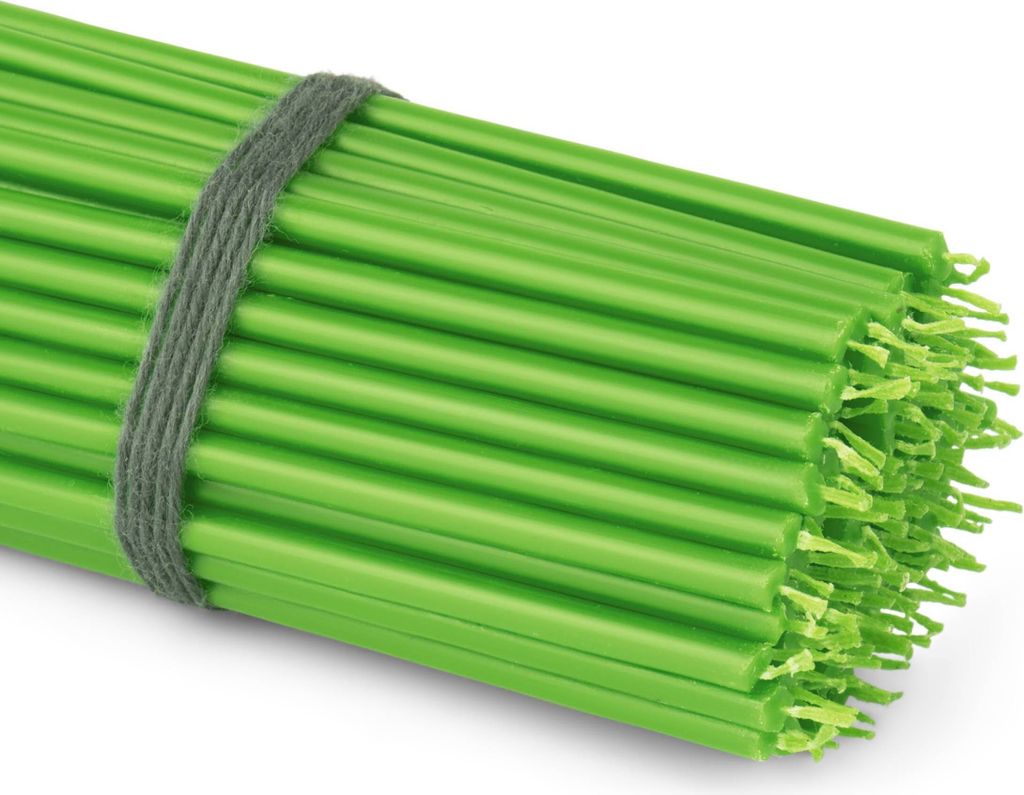100x Stabkerzen grün Rußfrei Tropffrei dünn L 16cm Premium Paraffinwachs 36110
