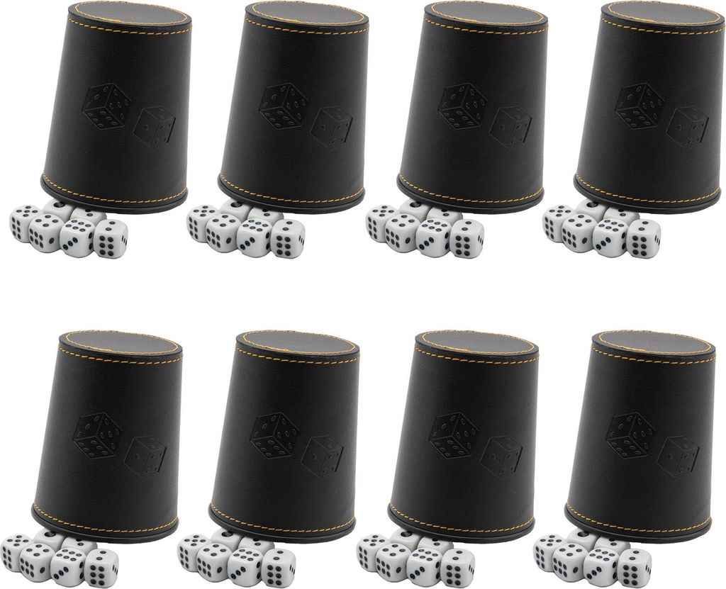 8 Würfelbecher 48 Würfel Knobelbecher Lederwürfelbecher Produktbild 