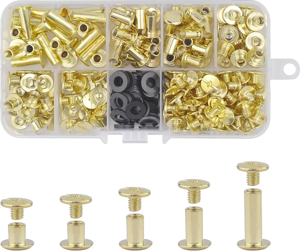 Vis à relier Chicago en métal pour maroquinerie - Lot de 100 pièces