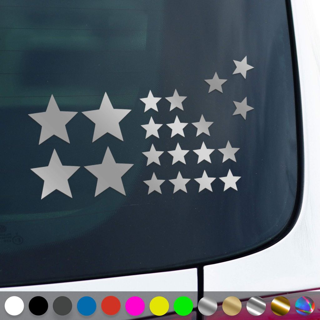 PantherPixel Sternchen Set Aufkleber Mehrteilige Sterne Sticker Auto Geschenkidee Farbe Silber