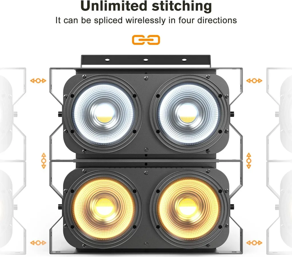 Projecteur COB 200W DMX512 Blanc Chaud - Lumière LED à Double Tête Puissante