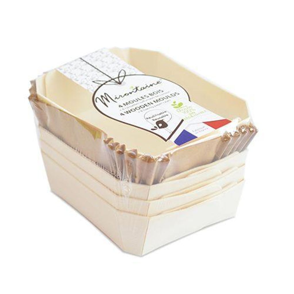 4 Rechteckige hölzerne Kuchenformen + 8 Bachboxen