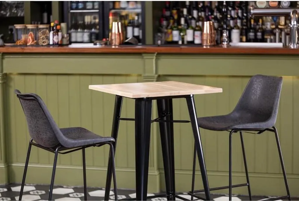 Table de bar Bolero Bistro avec plateau en bois noir 60x60cm robuste - 13