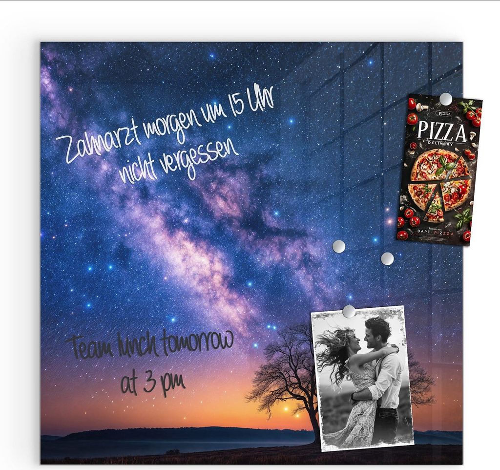 Magnettafel 50x50cm Pinnwand Whiteboard beschreibbar - Sternenhimmel Baum