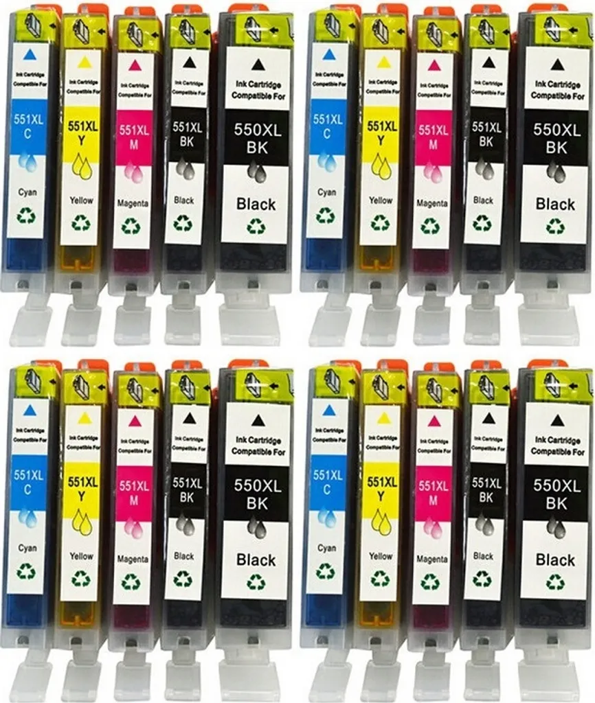 Cartouches d'Encre pour Imprimante Canon Pixma MG5550 IP7250 Pack de 20