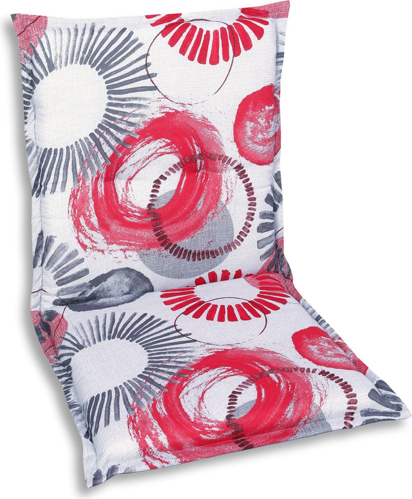 GO-DE Textil, Sesselauflage nieder, Sonnenkreise rot, Produktbild 