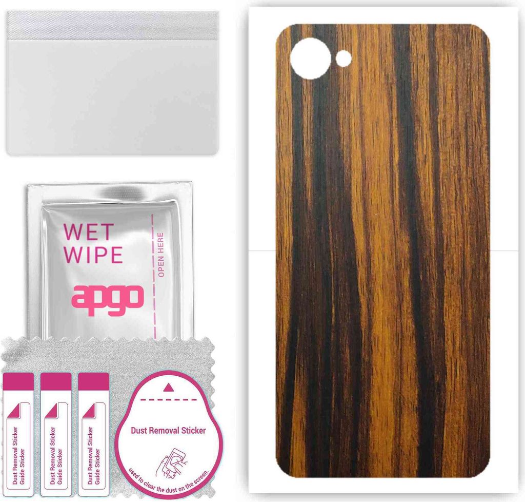 apgo Rückseite Schutzfolie, Skin, kompatibel mit HTC Desire 12, Hinten Displayschutzfolie aus Vinylfolie, kratzfest, einfache Montage - Tigerwood
