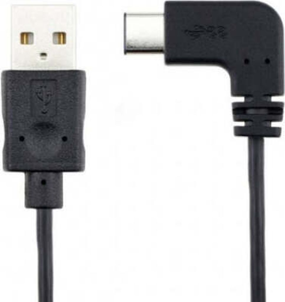 USB 3.1 Typ C 90° rechts gewinkelt Kabel Winkelstecker zu USB 2.0 A Kabel 120 cm in Schwarz