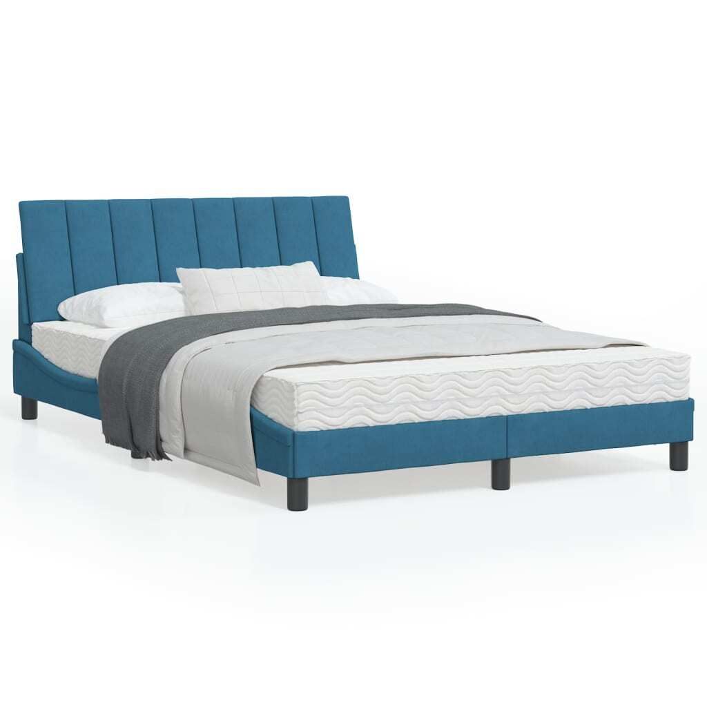 Maison Exclusive - Bettgestell mit LED ohne Matratze "Hanko" Blau 140x200 cm Samt