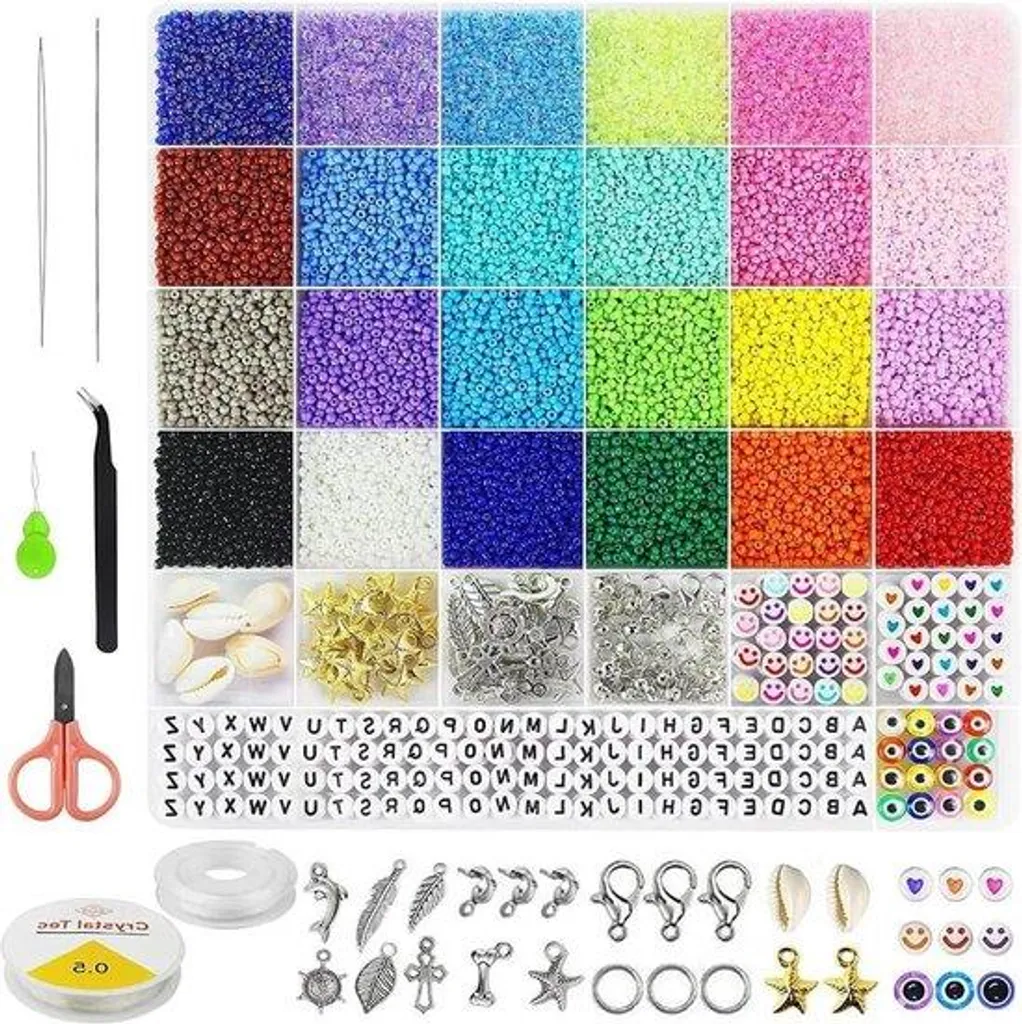 Kit Perles de Rocaille 2mm Anti-Mélange - 24 Couleurs Bracelets Facile