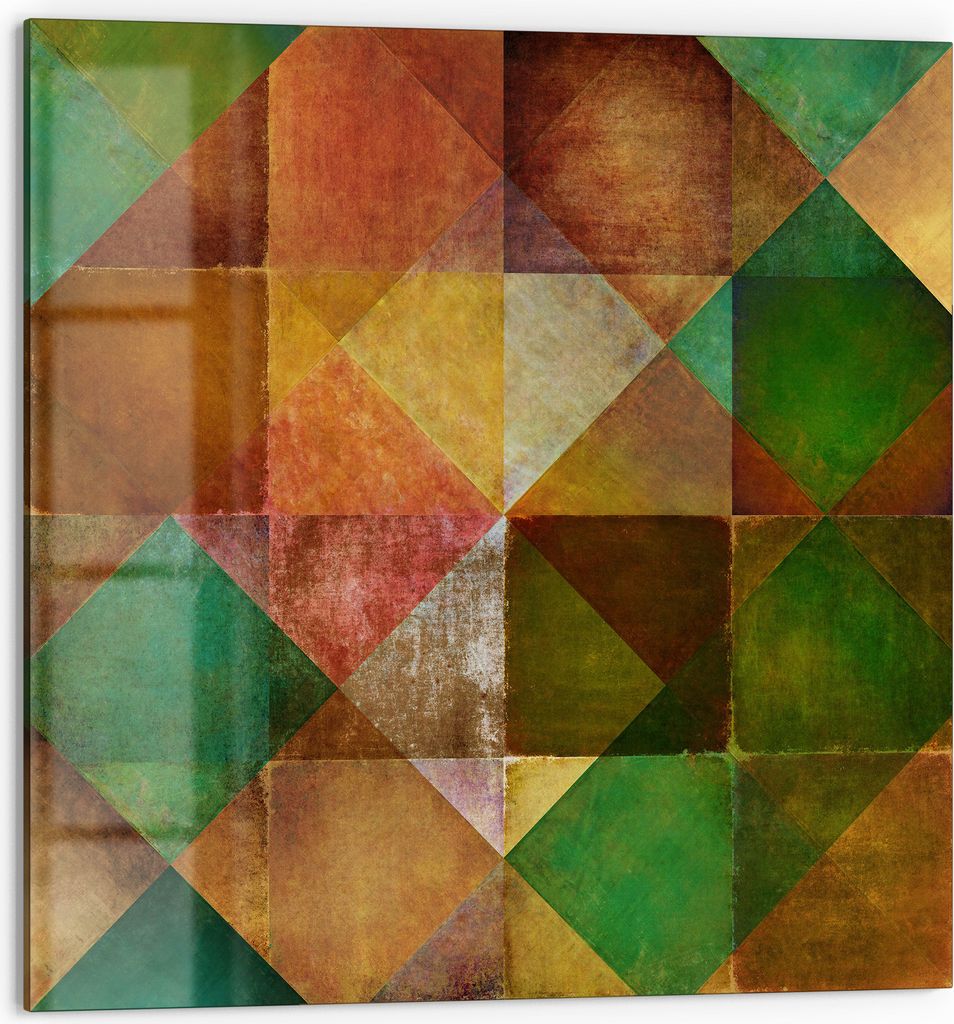 DEQORI Küchenrückwand Glas 60x60 cm 'Erdiges Mosaikspiel' Spritzschutz Bad Rückwand Küche